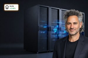 Palantir Earnings highlighted by sleek AI data center servers and analytics cluster