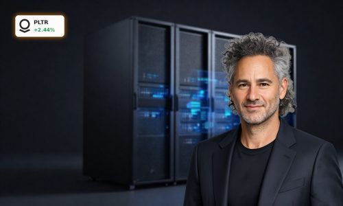 Palantir Earnings highlighted by sleek AI data center servers and analytics cluster