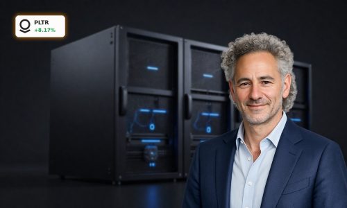 Palantir Forecast spotlight on AI platform hardware with defense-tech styling and enterprise analytics theme