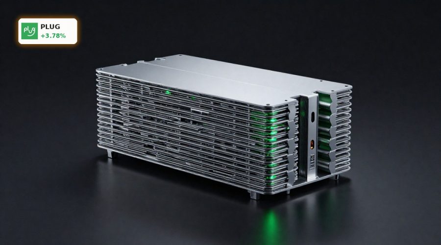 Hydrogen fuel cell stack under dramatic lighting symbolizing Plug Power Turnaround