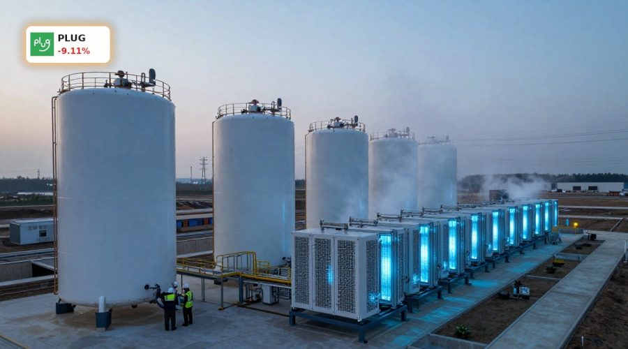 Plug Power Turnaround symbolized by a modern hydrogen plant scaling fuel cell and electrolyzer operations.