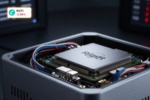 Rigetti Computing Earnings under pressure symbolized by quantum processor and red market glow