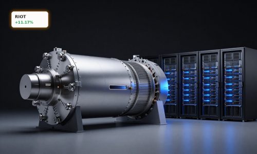 Advanced molten-salt reactor beside AI data center symbolizing Riot Platforms Nuclear Partnership