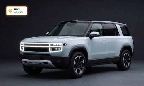 Rivian Robotaxi Deal visualized with a Rivian R2 autonomous SUV prepared for Uber fleet deployment