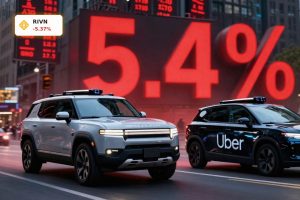 Rivian Robotaxi Deal with Uber contrasted against a -5.4% RIVN stock plunge on Wall Street