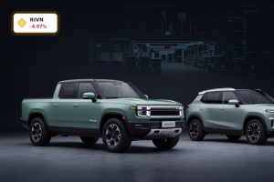 Rivian Earnings optimism reflected in premium R1T and R1S EVs with factory expansion in the background