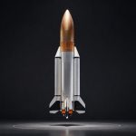 Rocket Lab Nasdaq-100 Inclusion spotlighting a Rocket Lab Electron rocket in premium studio lighting