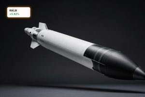 Rocket Lab Neutron medium-lift rocket in dramatic studio lighting highlighting reusable launch vehicle design