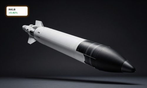 Rocket Lab Neutron medium-lift rocket in dramatic studio lighting highlighting reusable launch vehicle design