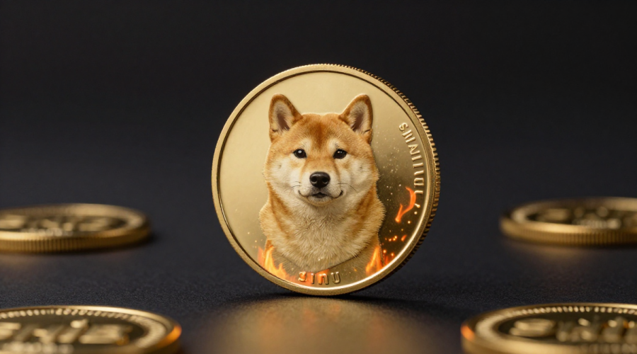 Shiba Inu Burn concept with a premium SHIB coin glowing amid subtle burning embers