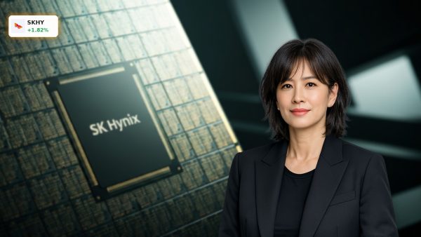 An advanced semiconductor silicon wafer representing the global SK Hynix Shortage in AI memory chips.
