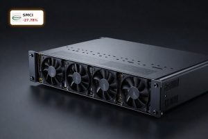 High-end AI server hardware under dramatic lighting amid Super Micro Computer Export scandal
