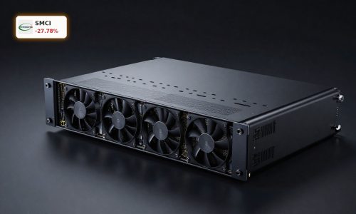 High-end AI server hardware under dramatic lighting amid Super Micro Computer Export scandal