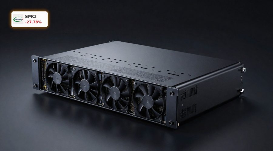 High-end AI server hardware under dramatic lighting amid Super Micro Computer Export scandal