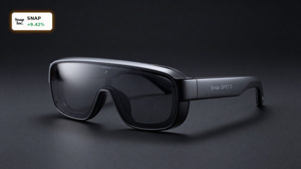 Snap SPECS Launch AR glasses in premium product shot with see-through lenses and sleek standalone design