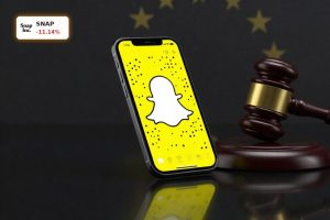 Snap DSA Investigation impact visual with Snapchat app and EU regulatory gavel