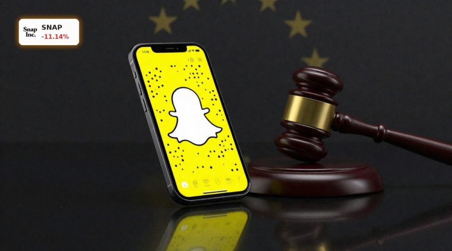 Snap DSA Investigation impact visual with Snapchat app and EU regulatory gavel