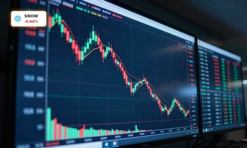 Dramatic tech stock chart illustrating volatile Snowflake Valuation and earnings multiple risk.