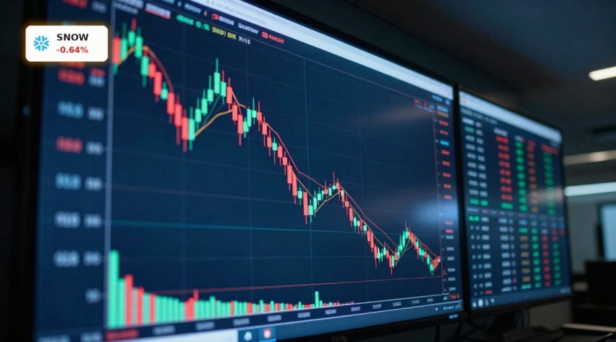 Dramatic tech stock chart illustrating volatile Snowflake Valuation and earnings multiple risk.