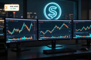 Solana Market Analysis chart with SOL price hovering near key $85 support and resistance levels.