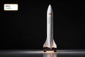 SpaceX IPO rocket close-up symbolizing Nasdaq demand shock and tight share float