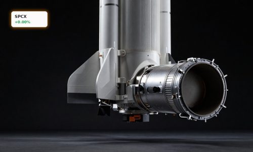 SpaceX IPO focus on Falcon 9 rocket and Starlink satellite hardware against a dark premium background