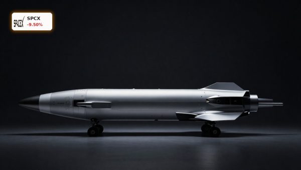 SpaceX IPO rocket concept on dark background reflecting valuation pressure and AI-driven market uncertainty