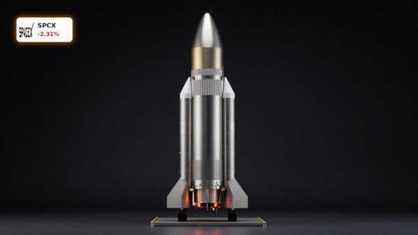 SpaceX Rocket Competition with reusable stainless-steel booster highlighting launch rivalry and execution risk