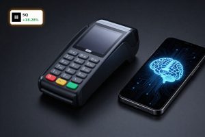 Block AI-Stellenabbau visualisiert mit KI-gestützter Zahlungsplattform und automatisierter Fintech-Infrastruktur