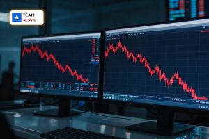 Sharp red candlestick selloff on trading screens highlights Atlassian Plunge amid tech rotation worries.