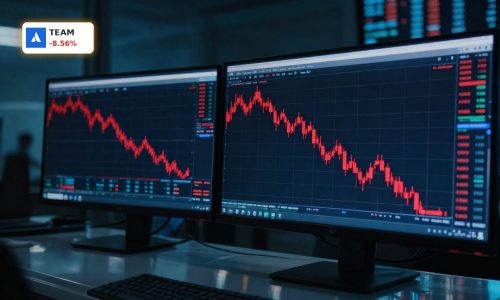 Sharp red candlestick selloff on trading screens highlights Atlassian Plunge amid tech rotation worries.