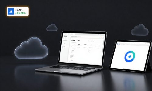 Atlassian Earnings spotlighted with Jira and Confluence AI tools on premium laptop setup