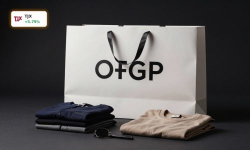 TJX Earnings highlighted by staged apparel and shopping bag reflecting off-price retail demand strength