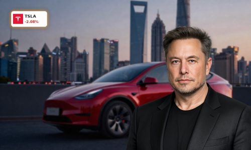 Tesla China Deliveries surge with a red Model Y in Shanghai, highlighting TSLA growth and competition risks