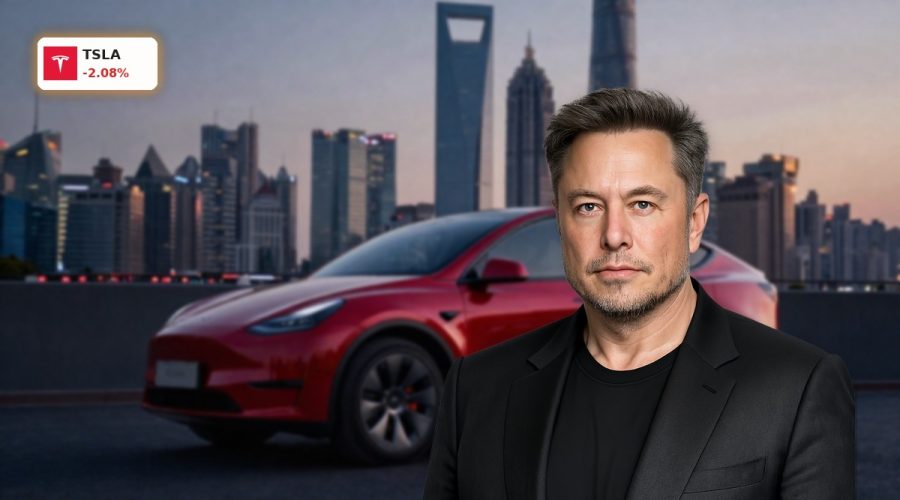 Tesla China Deliveries surge with a red Model Y in Shanghai, highlighting TSLA growth and competition risks
