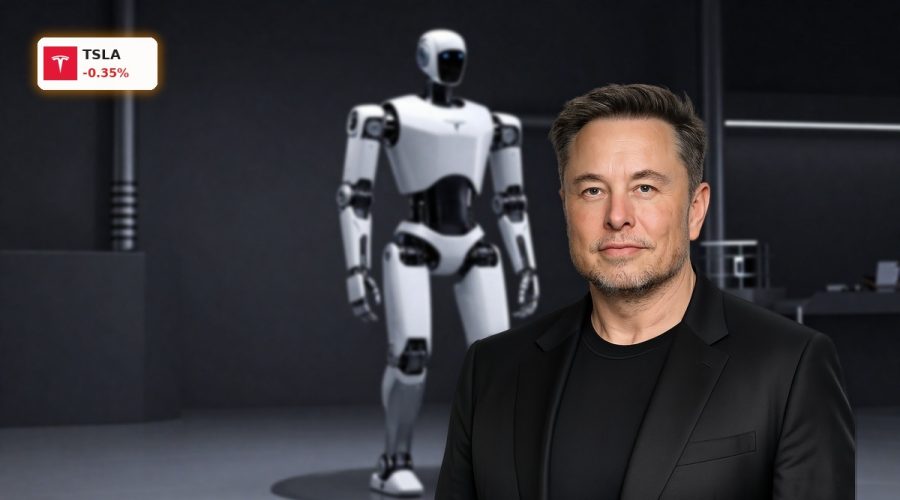 Tesla Robotics Optimus humanoid robot in high-tech factory setting symbolizing new profit growth