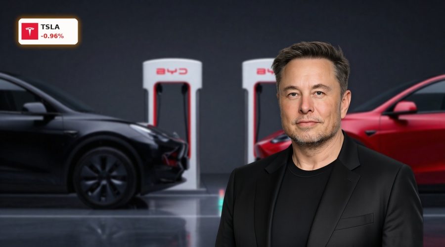 Tesla Competition highlighted by Tesla and BYD EVs at ultra-fast battery charging stations