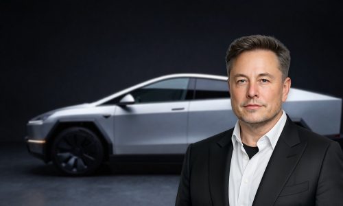 Tesla Robotaxi Strategy concept Cybercab in dramatic lighting symbolizing autonomous pivot