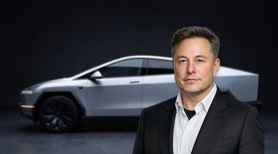 Tesla Robotaxi Strategy concept Cybercab in dramatic lighting symbolizing autonomous pivot