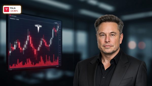 Red stock chart plunging after the Tesla Earnings report.