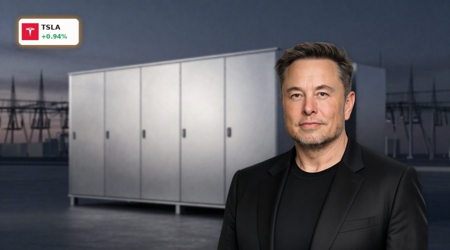 Tesla Energy Storage Megapack site with utility-scale LFP batteries near U.S. power grid