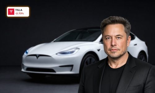 Tesla Robotaxi concept car under dramatic lighting amid FSD safety and AI chip scrutiny