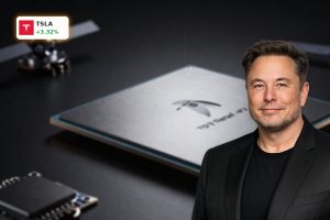 Tesla Terafab AI chip lineup symbolizing TSLA bet on FSD, robots and space compute