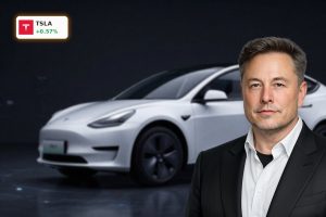 Tesla Robotaxi Strategy concept with autonomous EV and sensors in cinematic studio lighting