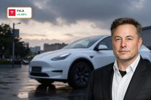 Tesla Compact SUV concept-style compact electric crossover in modern city street