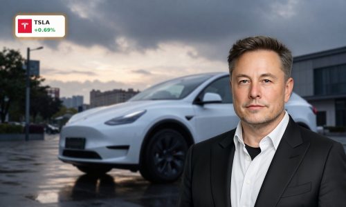 Tesla Compact SUV concept-style compact electric crossover in modern city street