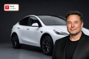 Tesla Safety Test success highlighted by a sleek Tesla Model Y under dramatic lighting
