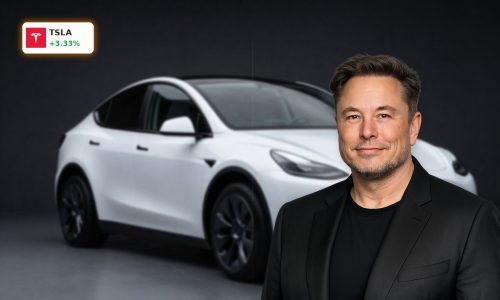 Tesla Safety Test success highlighted by a sleek Tesla Model Y under dramatic lighting