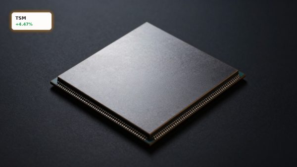 Taiwan Semiconductor Forecast highlighted with premium semiconductor wafer and microchip close-up
