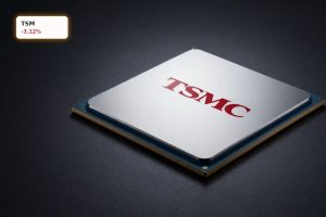TSMC Record highlighted by premium AI chip and wafer under dramatic light
